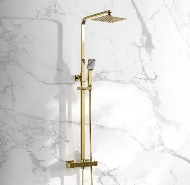 Gold 2 in 1 Square Thermostatic Shower Mixer