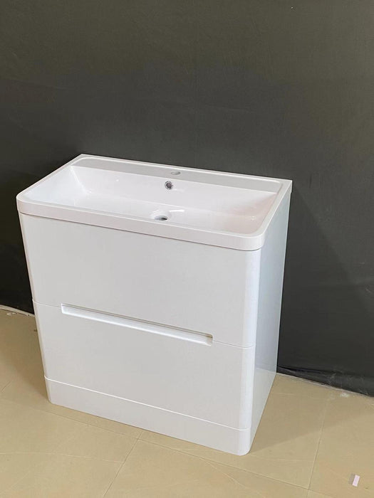 105 White 2 Drawer Vanity Unit 800