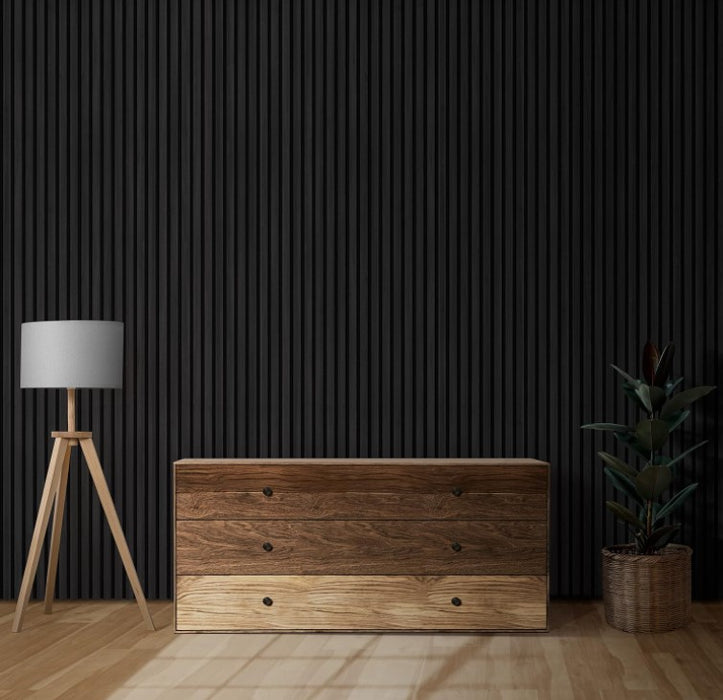 ACOUSTIC SLAT WALL PANEL - BLACK 600 x 2400 x 21mm