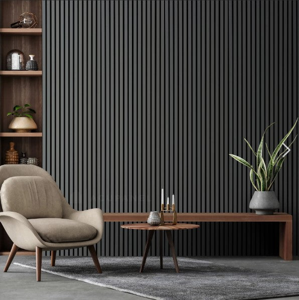 ACOUSTIC SLAT WALL PANEL - GREY 600 x 2400 x 21mm