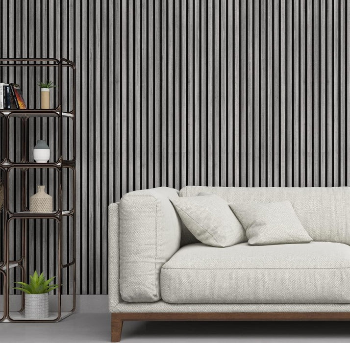 ACOUSTIC SLAT WALL PANEL - GREY 600 x 2400 x 21mm
