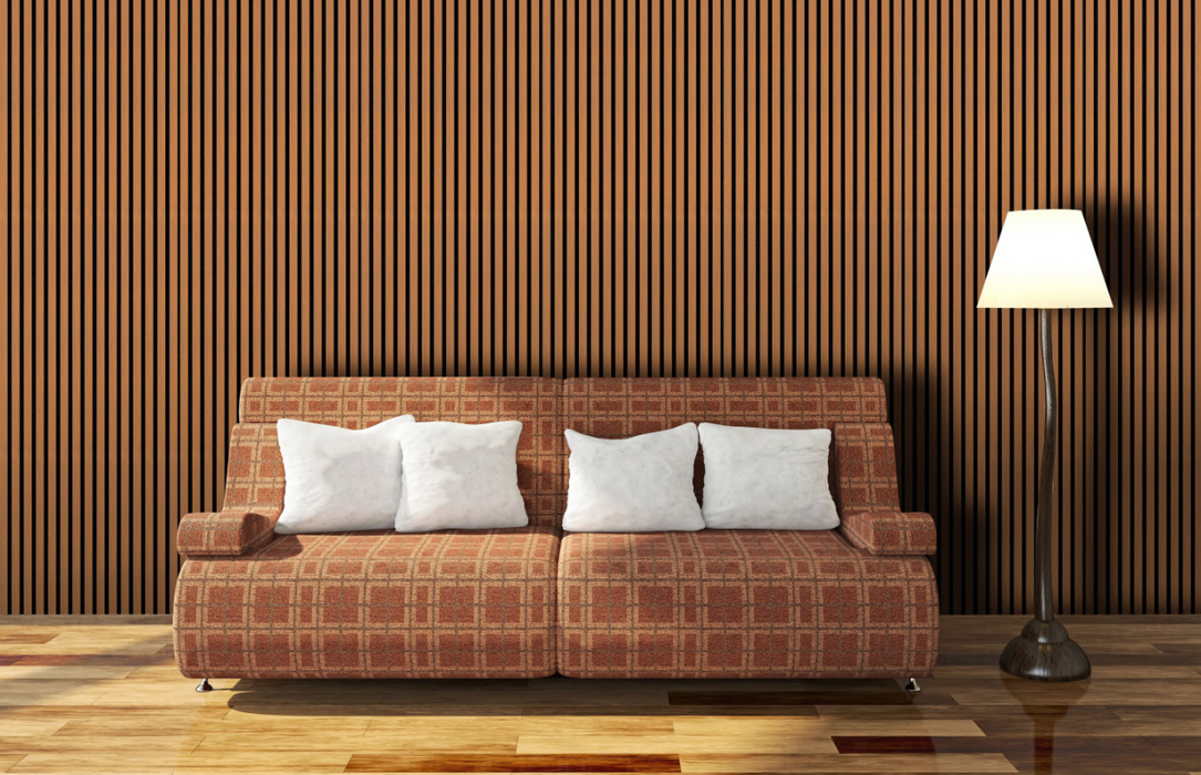 ACOUSTIC SLAT WALL PANEL- TEAK 600 x 2400 x 21mm