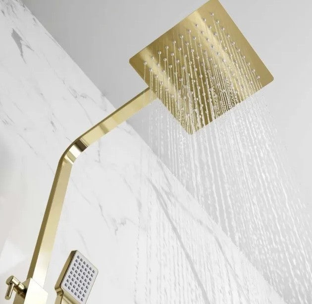 Gold 2 in 1 Square Thermostatic Shower Mixer
