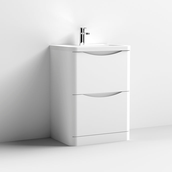 White Apollo Vanity and Ceramic Basin